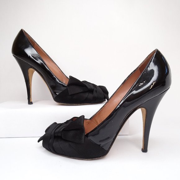 Giuseppe Zanotti Satin bow Patent Peep Toe Pumps - Picture 3 of 14